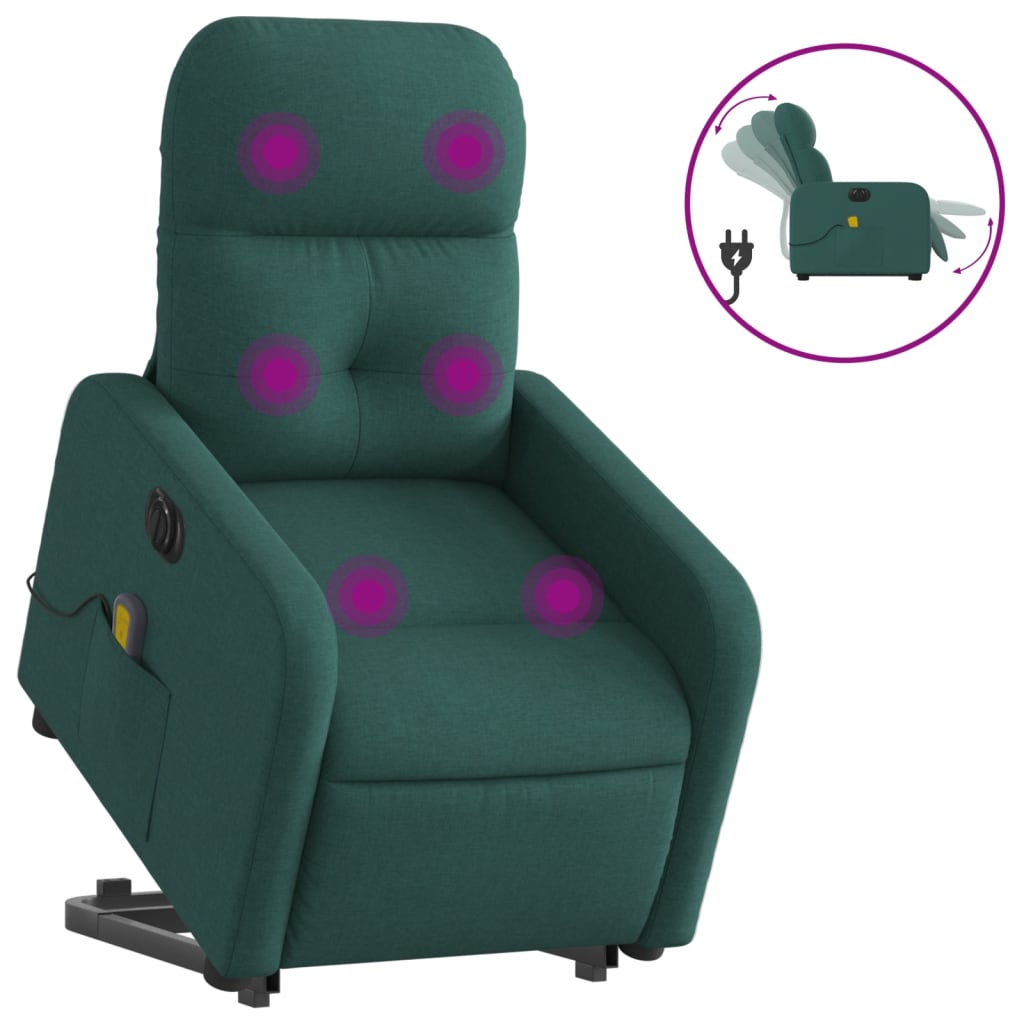 Fauteuil inclinable de massage électrique Vert foncé Tissu - Xios Store SNC