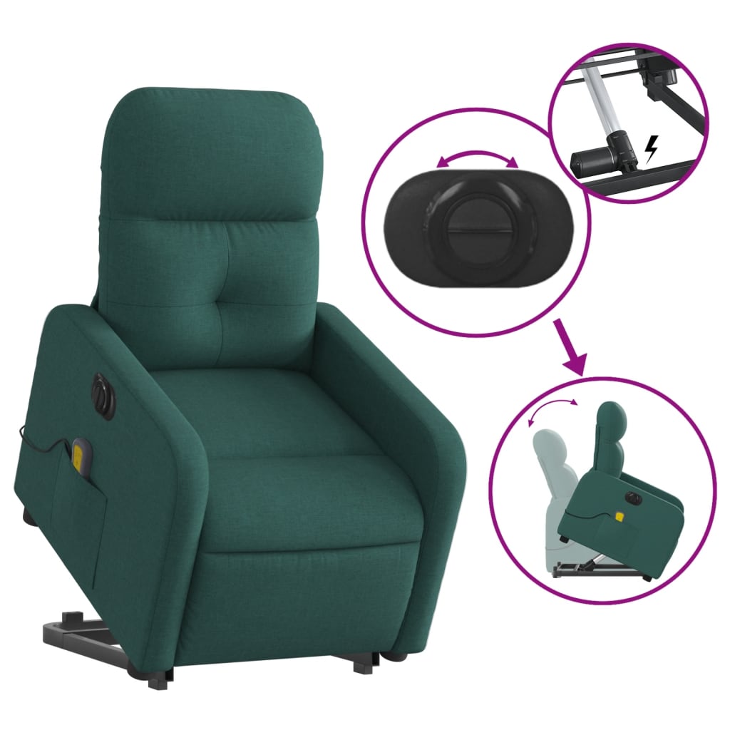 Fauteuil inclinable de massage électrique Vert foncé Tissu - Xios Store SNC