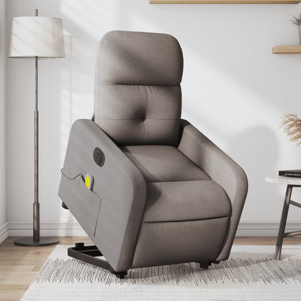 Fauteuil inclinable de massage électrique Taupe Tissu Fauteuils vidaXL   