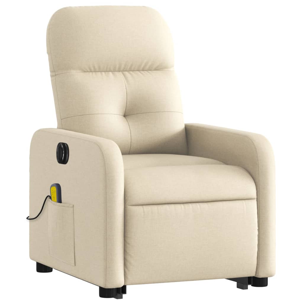 Fauteuil inclinable de massage électrique Crème Tissu Fauteuils vidaXL   