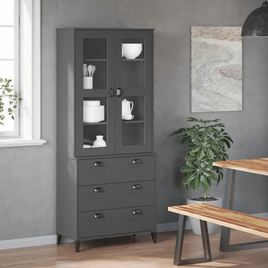 Image Buffet VIKEN gris anthracite 80x40x190 cm bois massif de pin | Xios Store SNC vidaXL Xios Store SNC