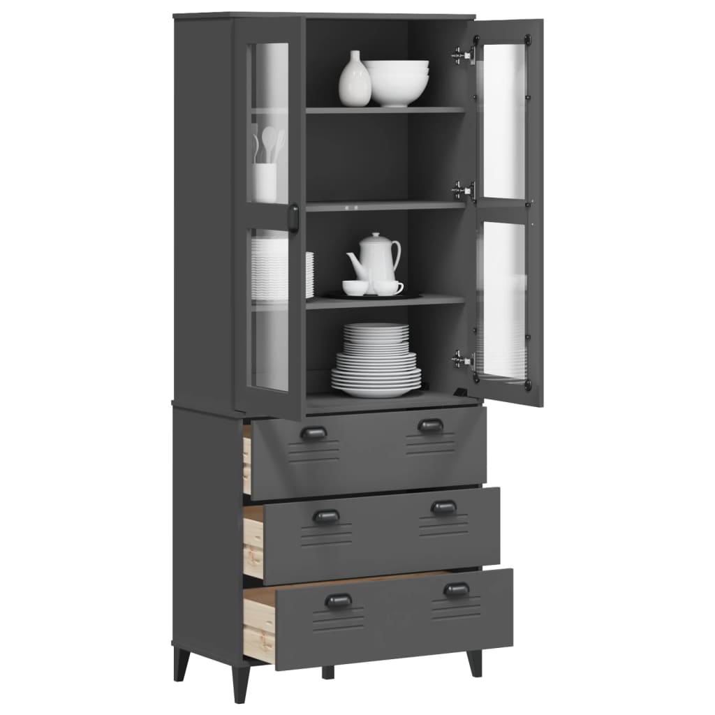 Image Buffet VIKEN gris anthracite 80x40x190 cm bois massif de pin | Xios Store SNC vidaXL Xios Store SNC