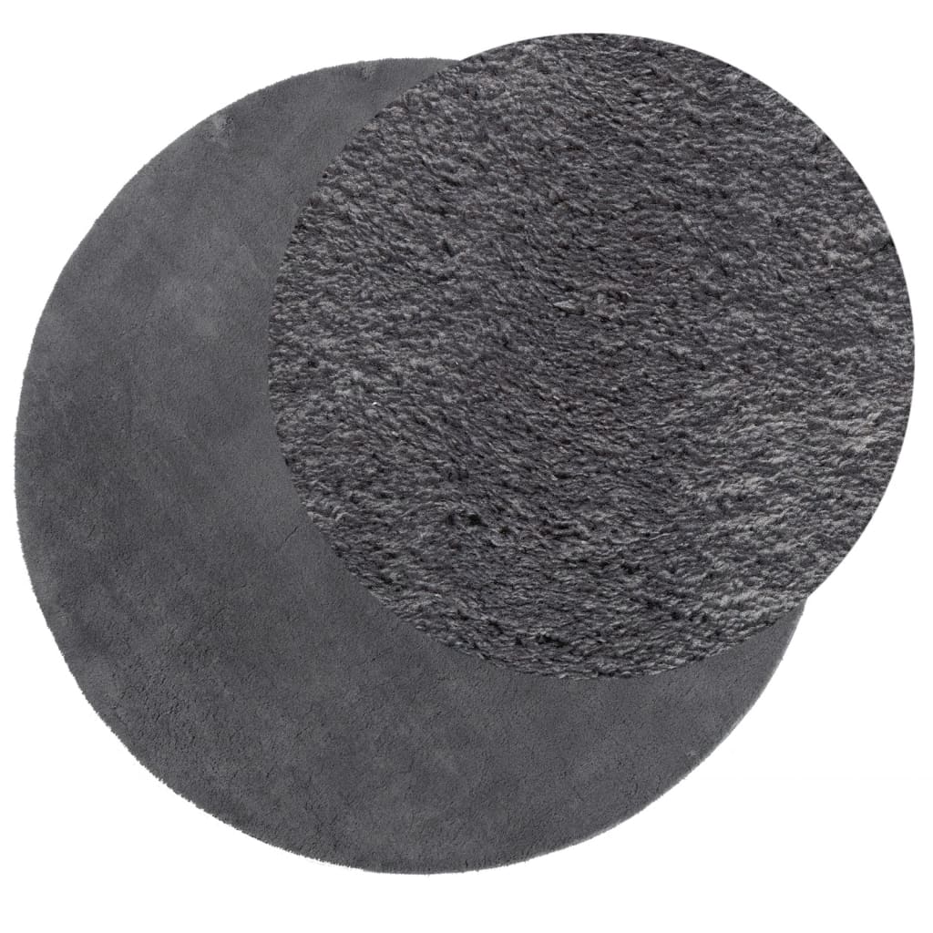 Tapis à poils courts doux et lavable anthracite Ø 80 cm Tapis vidaXL   