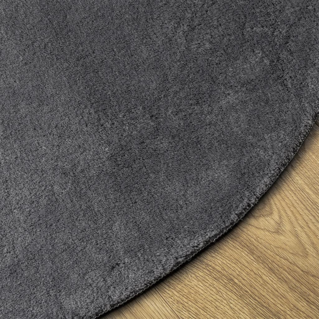 Tapis à poils courts doux et lavable anthracite Ø 80 cm Tapis vidaXL   