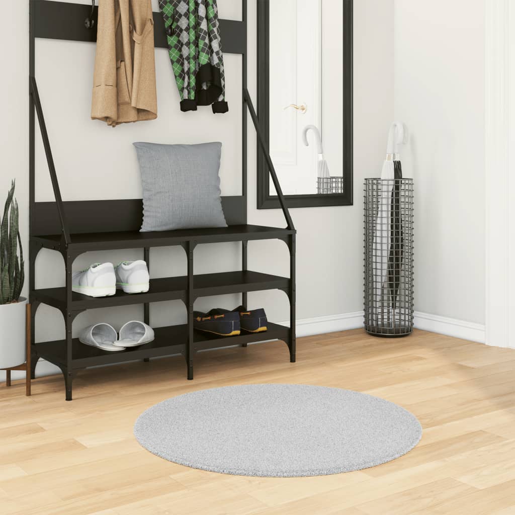 Tapis à poils courts doux et lavable gris Ø 80 cm Tapis vidaXL   