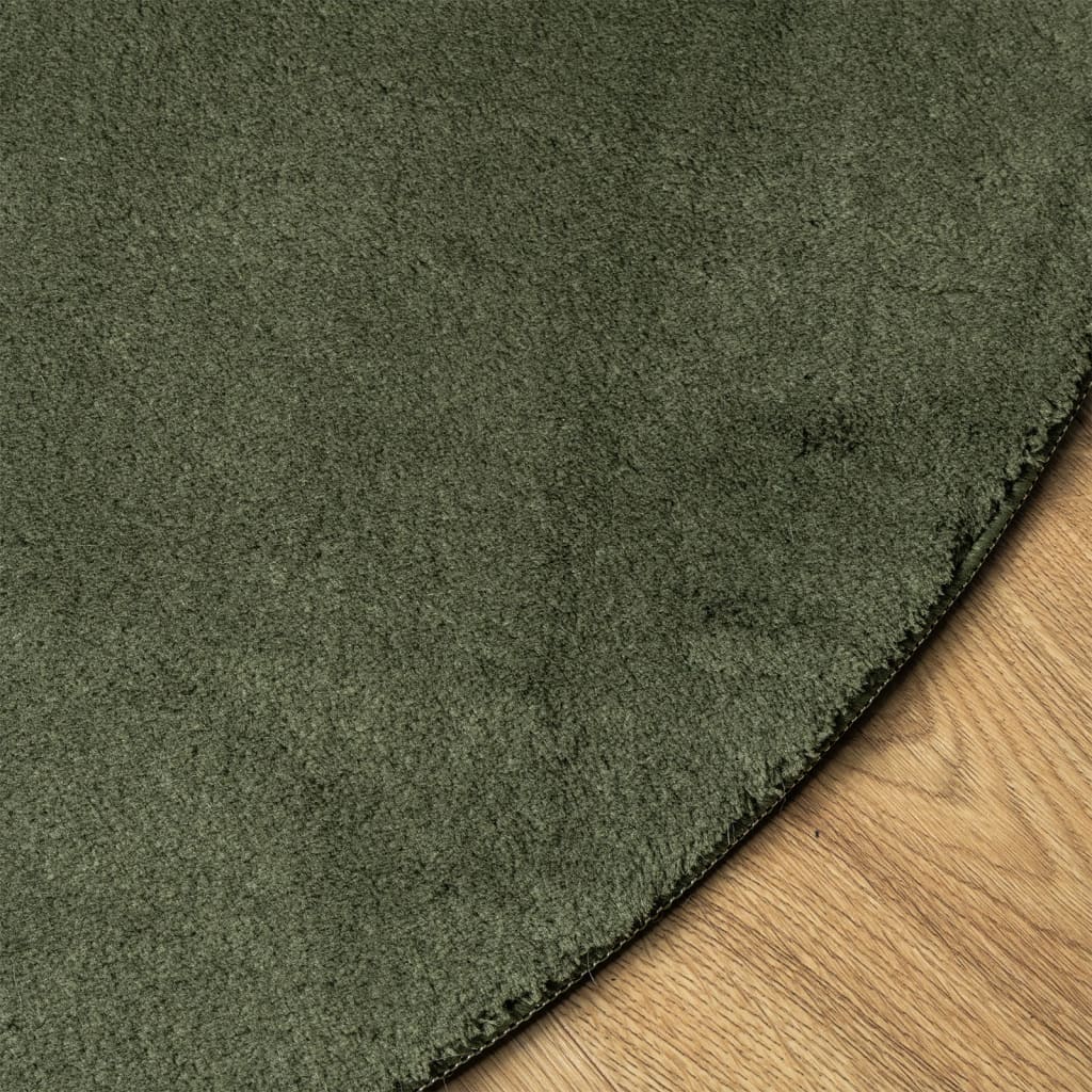 Tapis à poils courts doux et lavable vert forêt Ø 80 cm Tapis vidaXL   