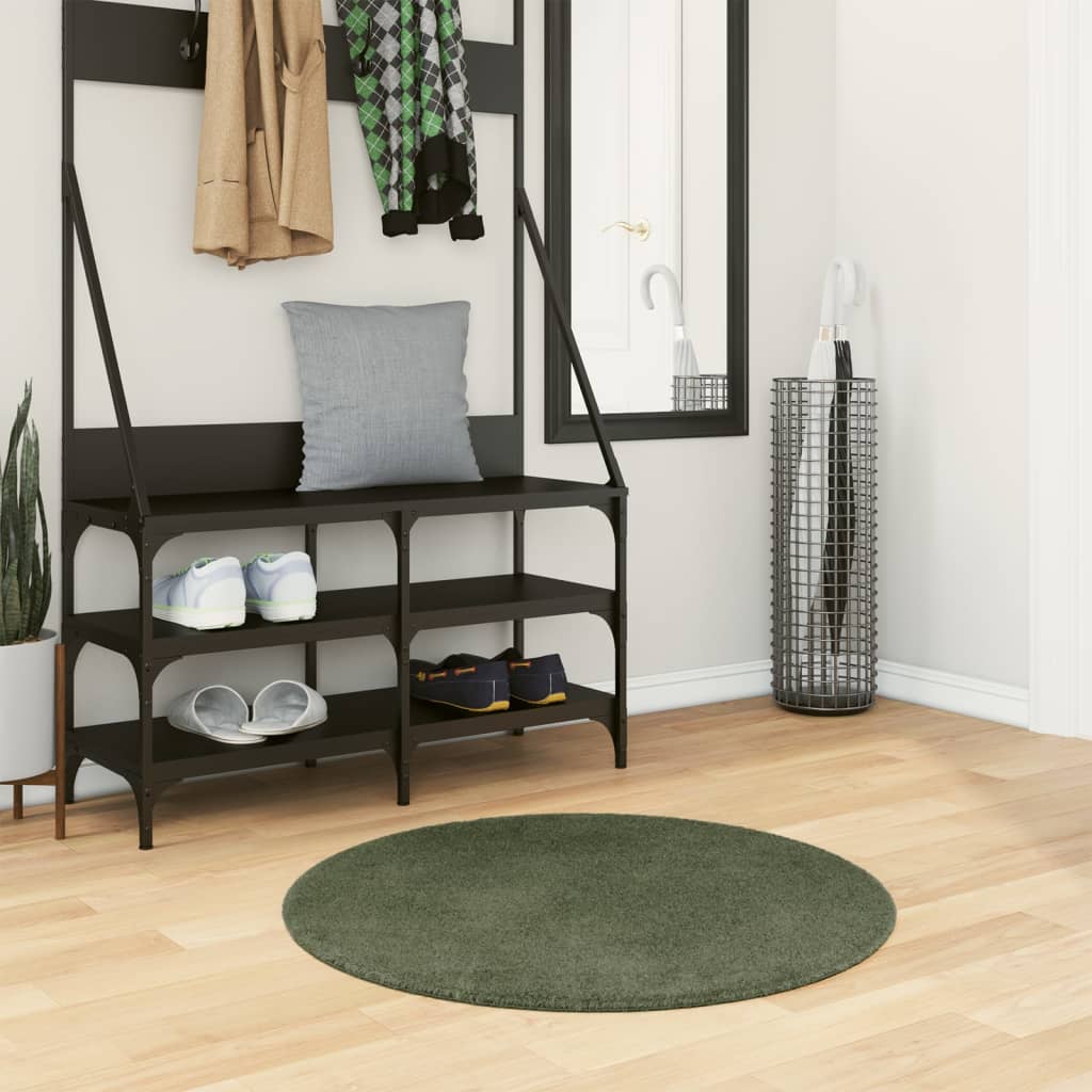 Tapis à poils courts doux et lavable vert forêt Ø 80 cm Tapis vidaXL   