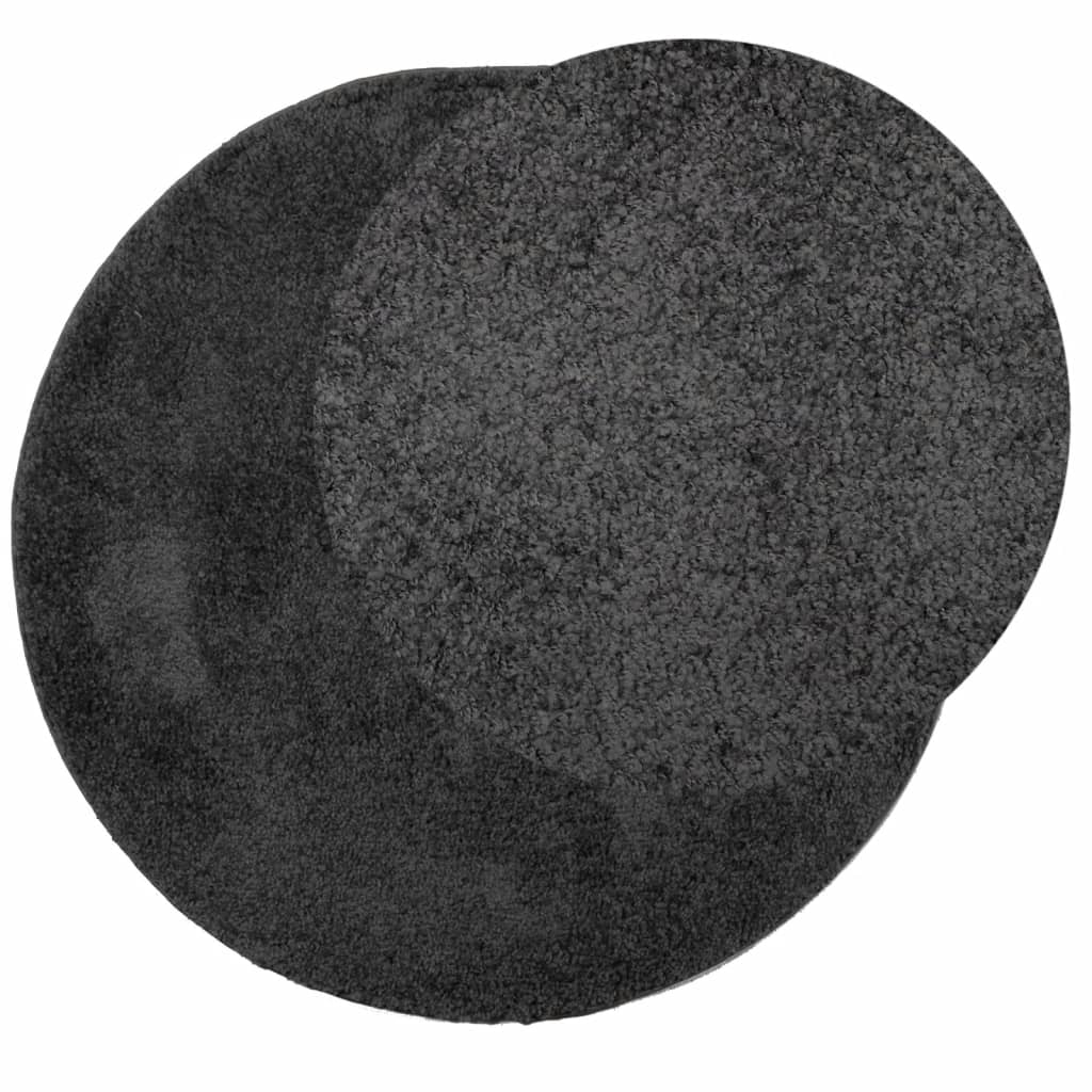 Tapis shaggy PAMPLONA poils longs moderne anthracite Ø 80 cm Tapis vidaXL   