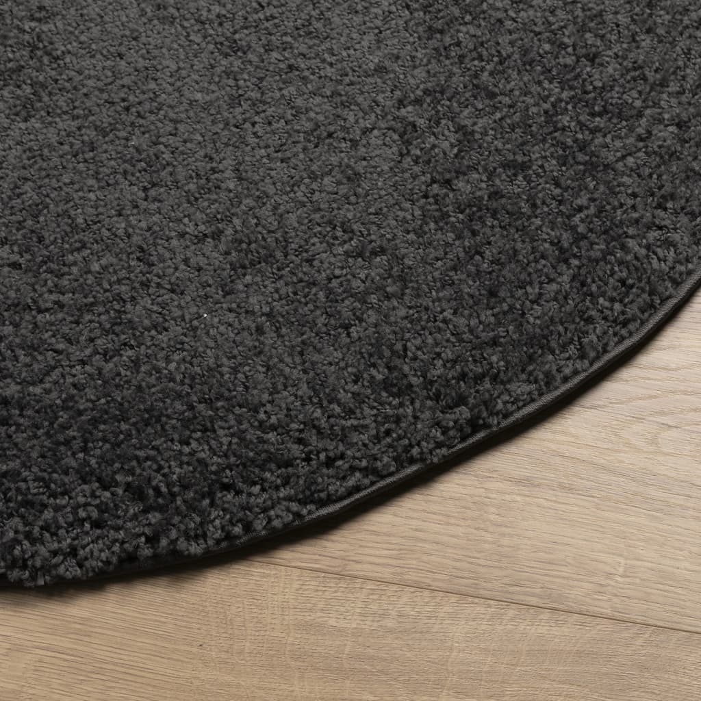 Tapis shaggy PAMPLONA poils longs moderne anthracite Ø 80 cm Tapis vidaXL   