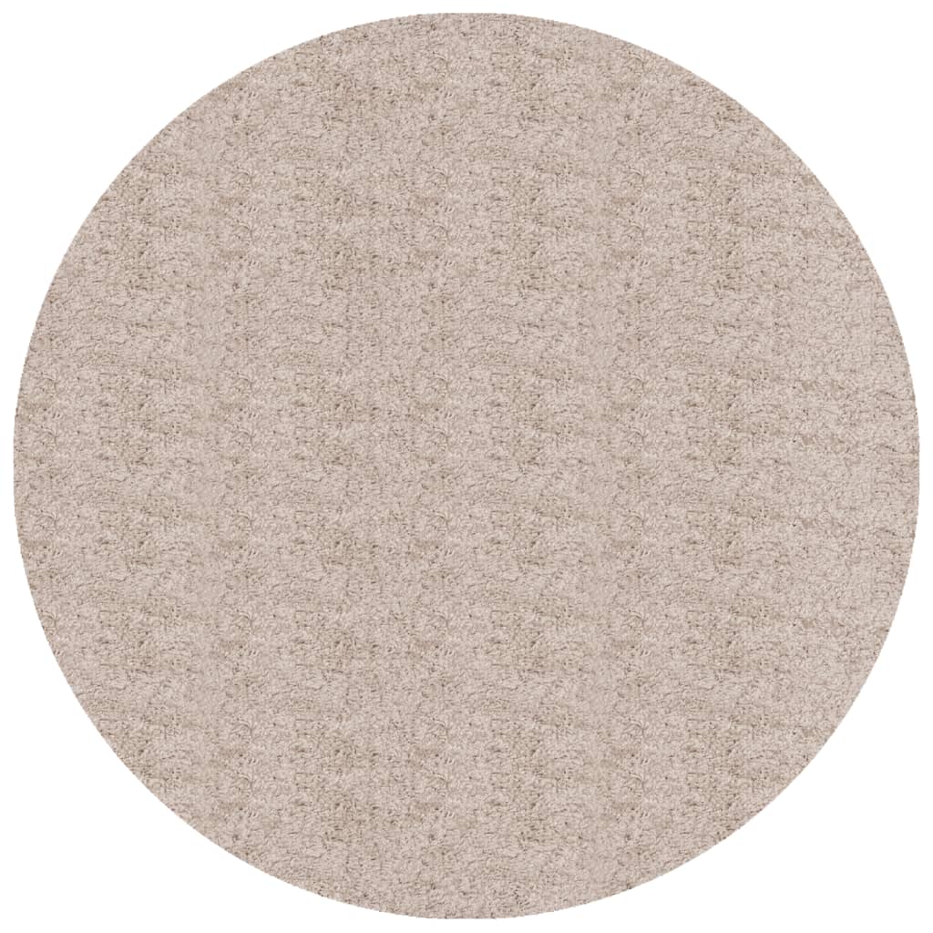 Tapis shaggy PAMPLONA poils longs moderne beige Ø 80 cm Tapis vidaXL   