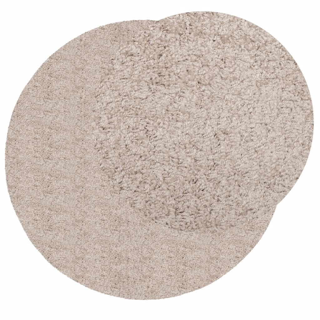 Tapis shaggy PAMPLONA poils longs moderne beige Ø 80 cm Tapis vidaXL   