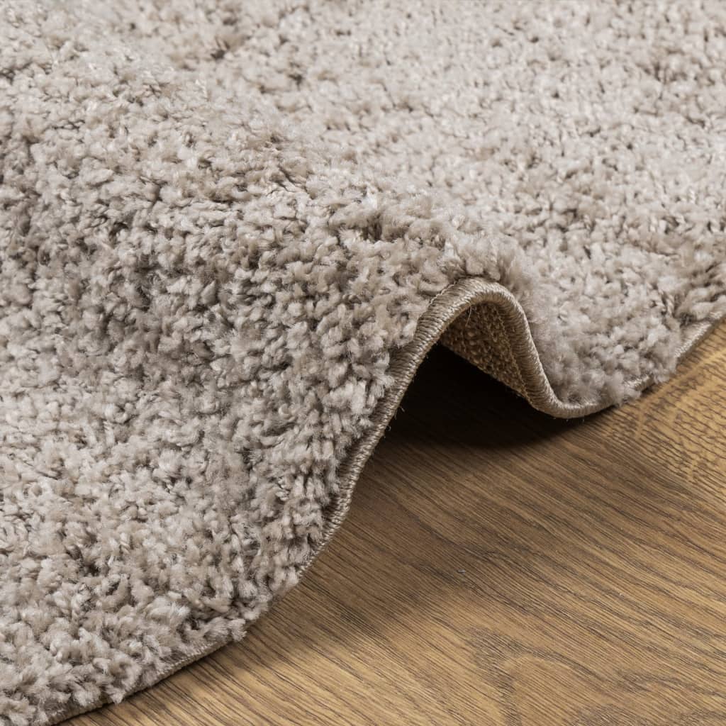 Tapis shaggy PAMPLONA poils longs moderne beige Ø 80 cm Tapis vidaXL   