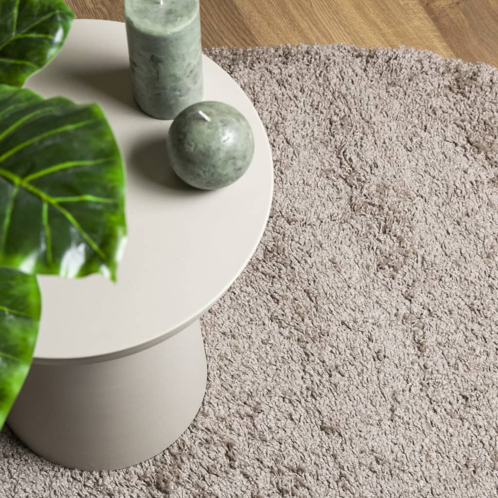 Tapis shaggy PAMPLONA poils longs moderne beige Ø 80 cm Tapis vidaXL   