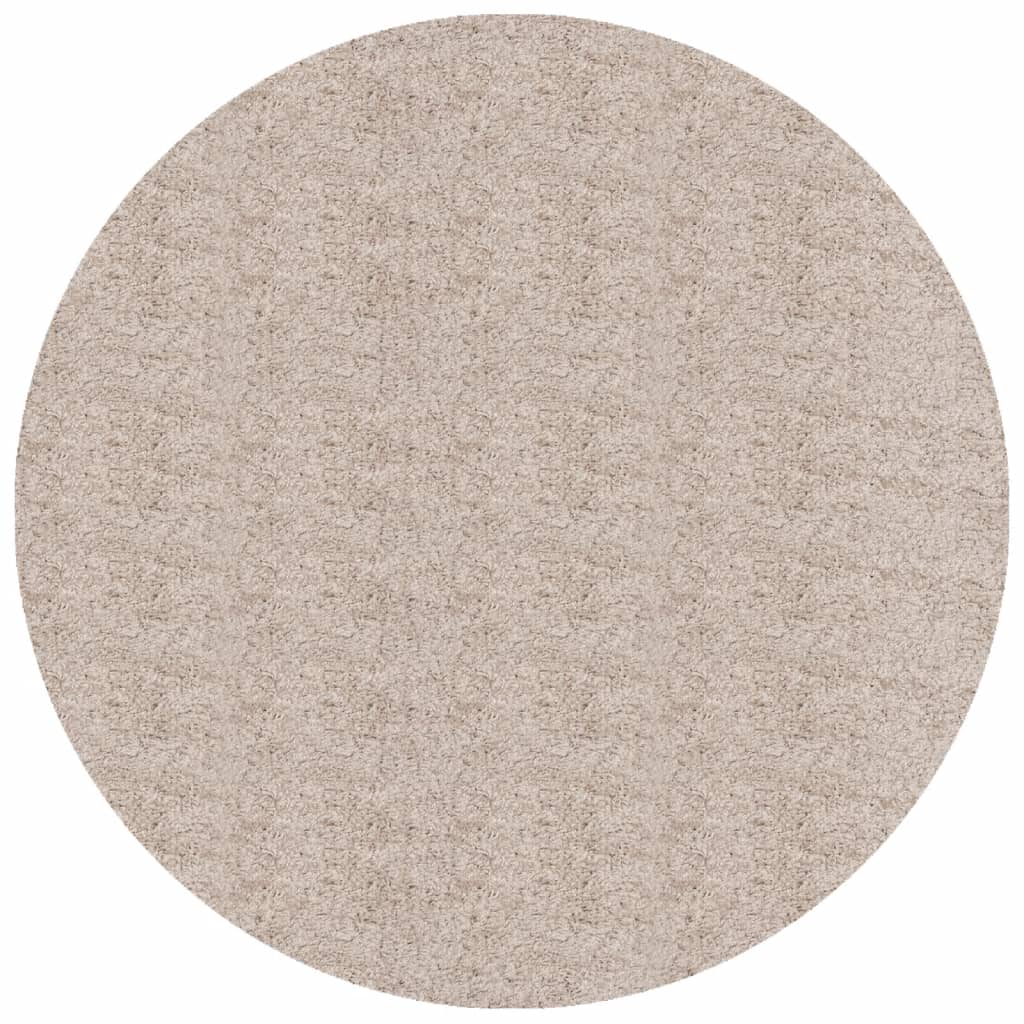 Tapis shaggy PAMPLONA poils longs moderne beige Ø 100 cm Tapis vidaXL   