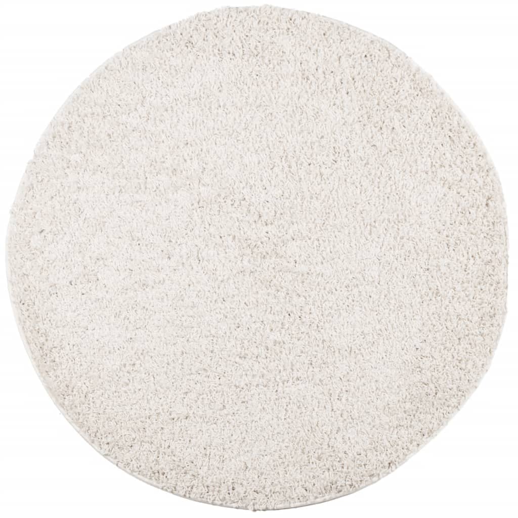 Tapis shaggy PAMPLONA poils longs moderne crème Ø 80 cm Tapis vidaXL   