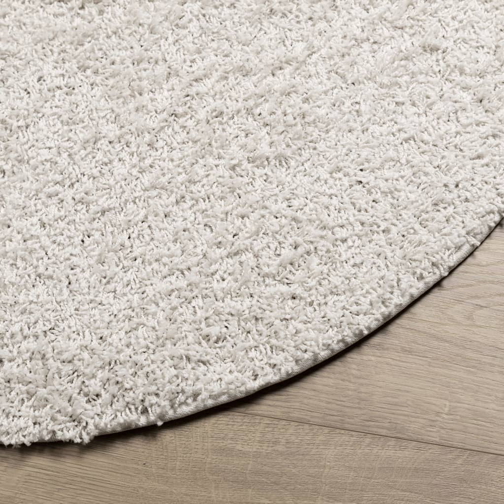 Tapis shaggy PAMPLONA poils longs moderne crème Ø 80 cm Tapis vidaXL   