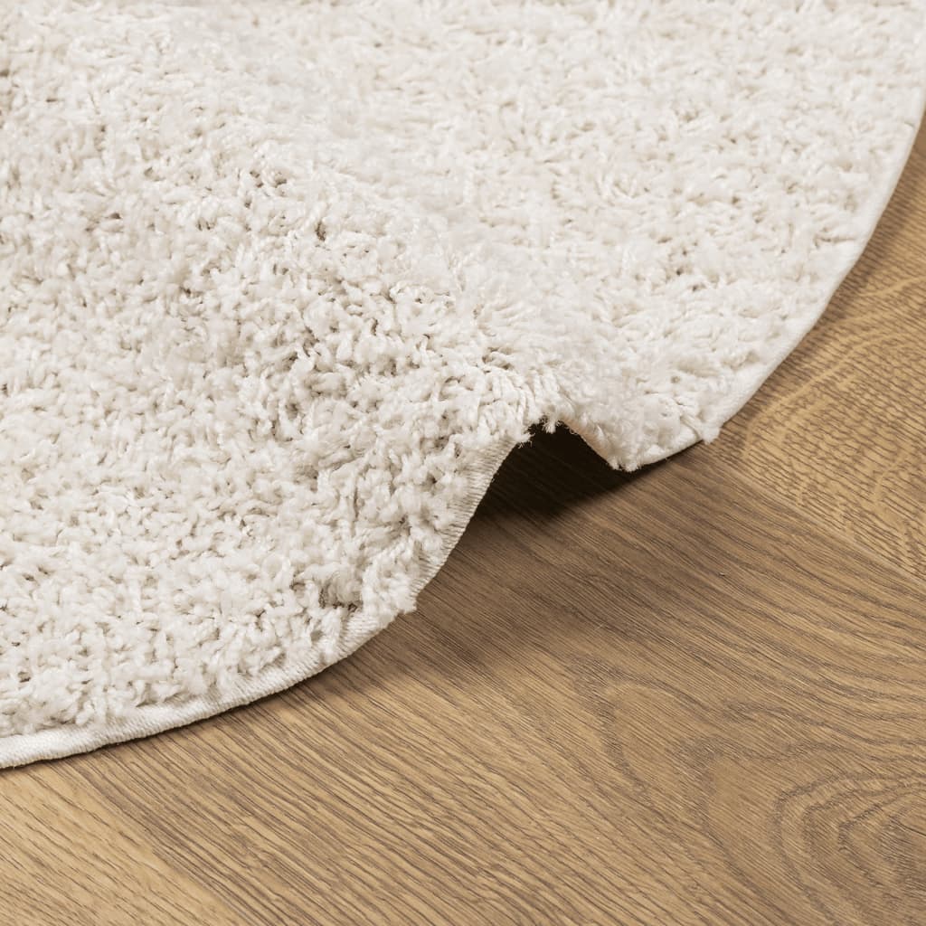 Tapis shaggy PAMPLONA poils longs moderne crème Ø 80 cm Tapis vidaXL   