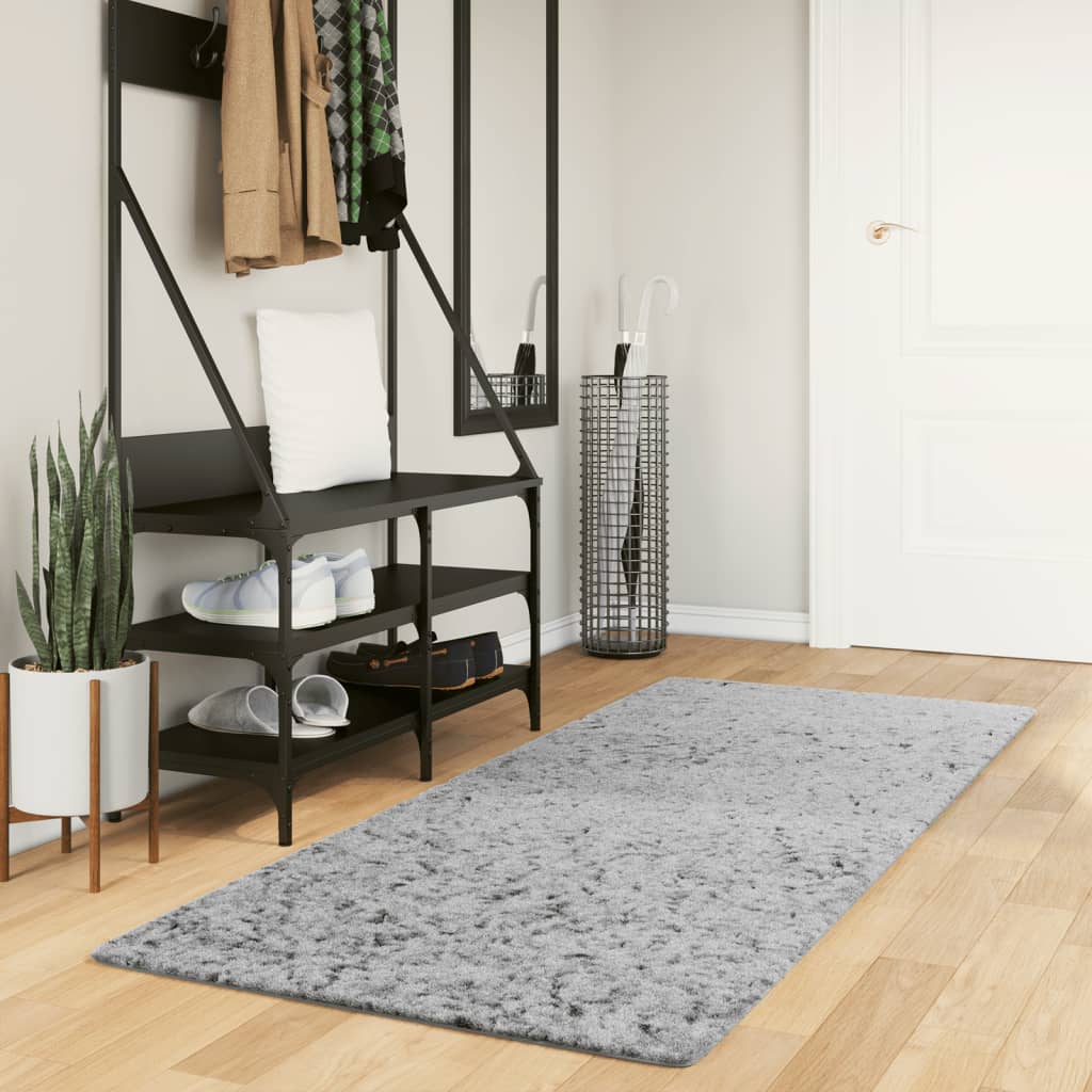 Tapis shaggy PAMPLONA poils longs moderne gris 80x200 cm - Xios Store SNC