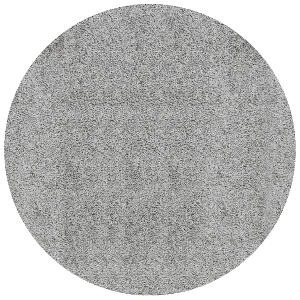 Tapis shaggy PAMPLONA poils longs moderne gris Ø 80 cm - Xios Store SNC