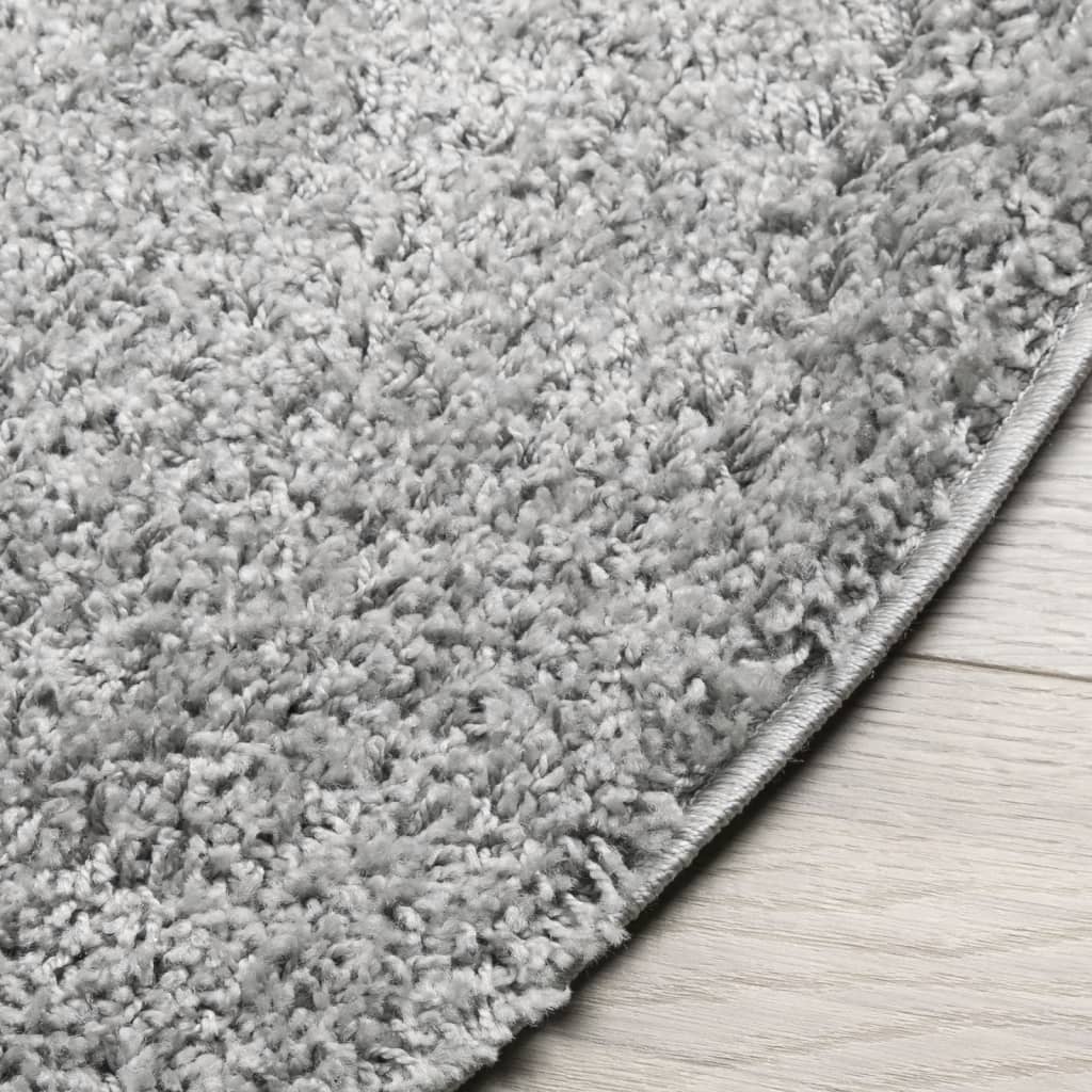 Tapis shaggy PAMPLONA poils longs moderne gris Ø 80 cm - Xios Store SNC