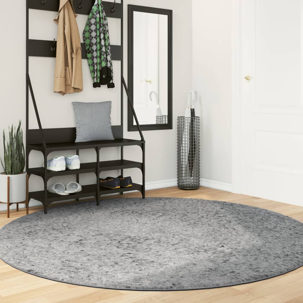 Tapis shaggy PAMPLONA poils longs moderne gris Ø 200 cm - Xios Store SNC