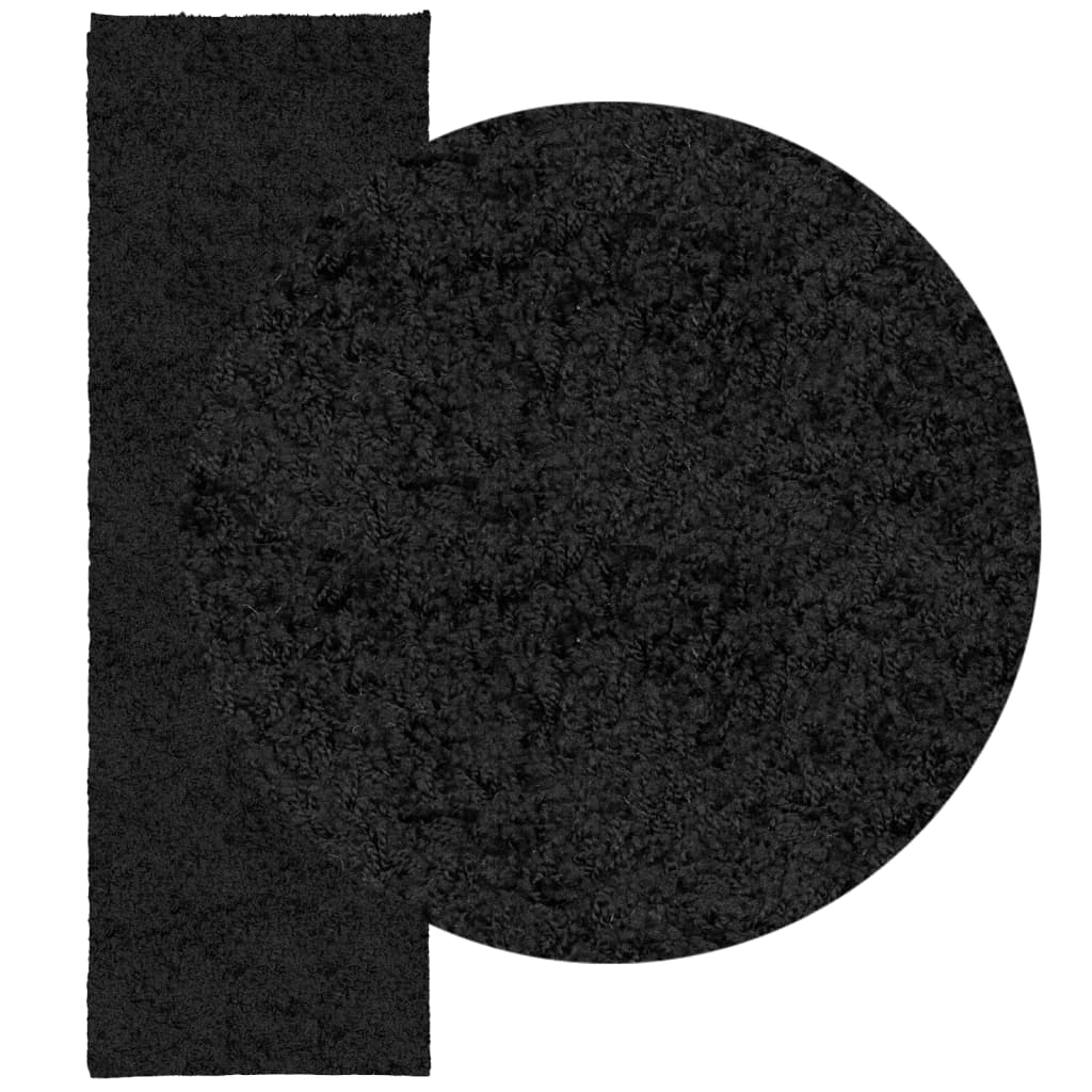 Tapis shaggy PAMPLONA poils longs moderne noir 80x250 cm - Xios Store SNC