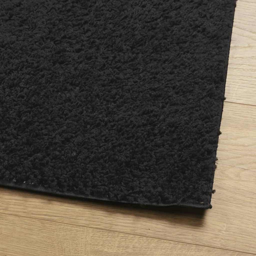 Tapis shaggy PAMPLONA poils longs moderne noir 80x250 cm - Xios Store SNC