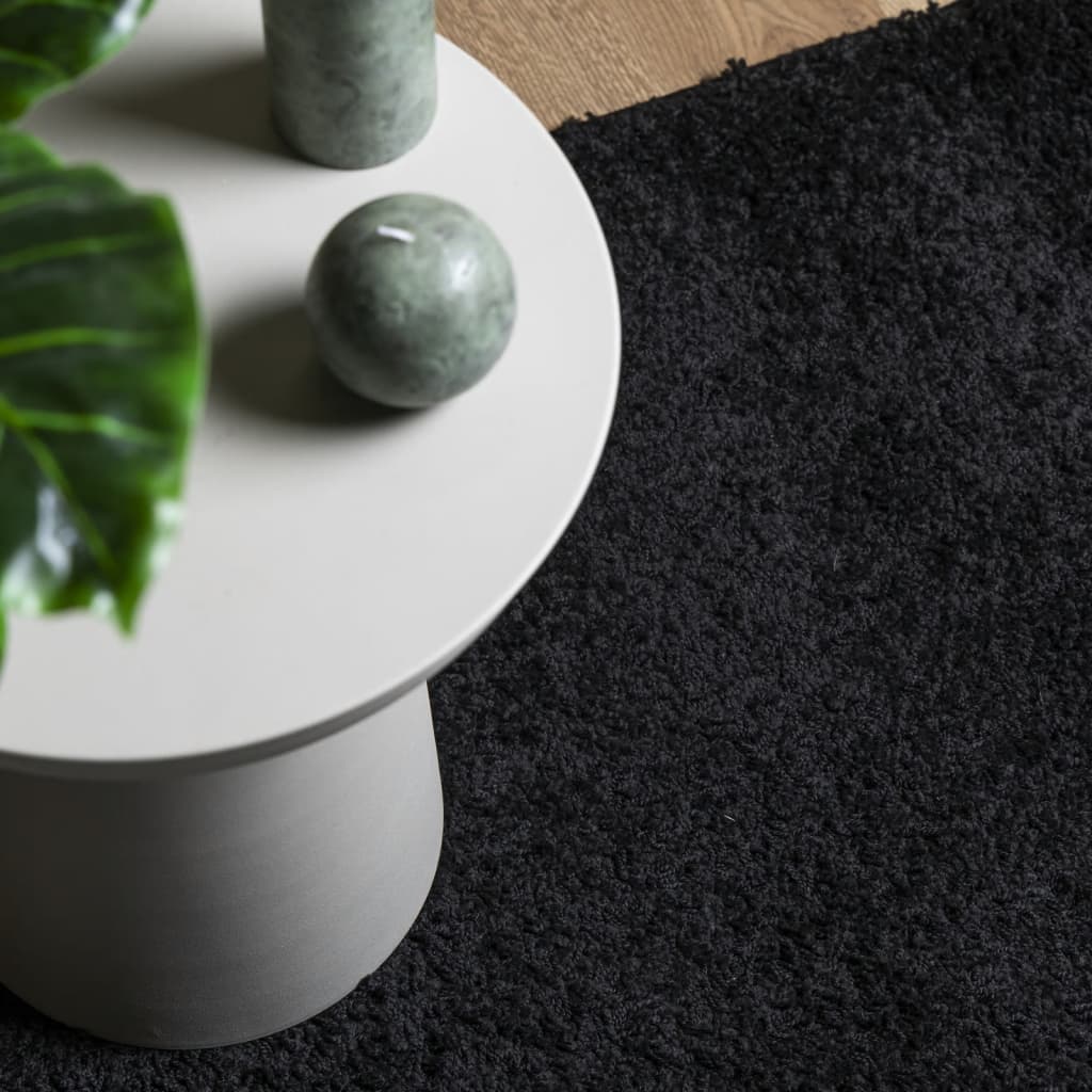 Tapis shaggy PAMPLONA poils longs moderne noir 300x400 cm - Xios Store SNC