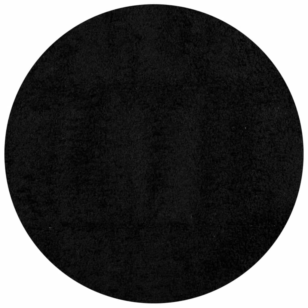 Tapis shaggy PAMPLONA poils longs moderne noir Ø 80 cm - Xios Store SNC