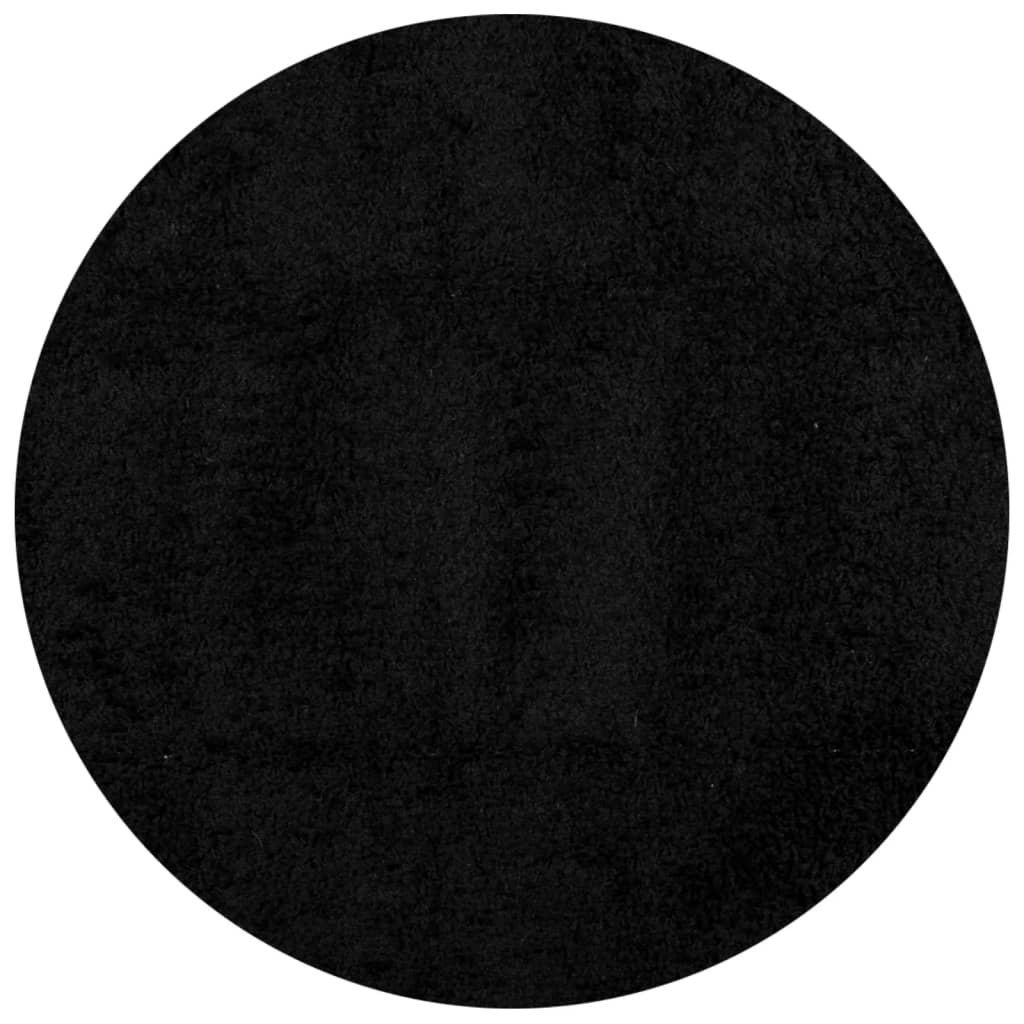 Tapis shaggy PAMPLONA poils longs moderne noir Ø 120 cm - Xios Store SNC