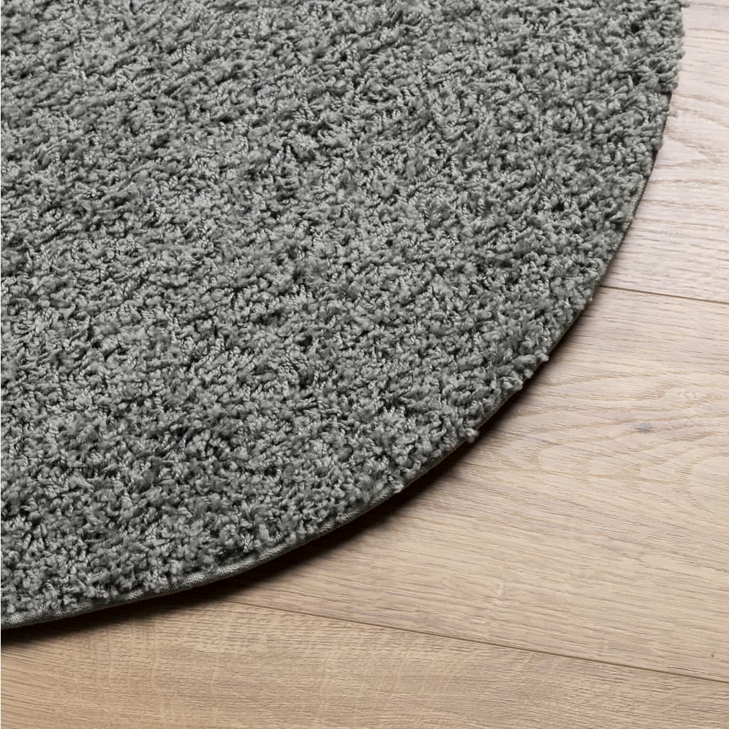 Tapis shaggy PAMPLONA poils longs moderne vert Ø 80 cm - Xios Store SNC