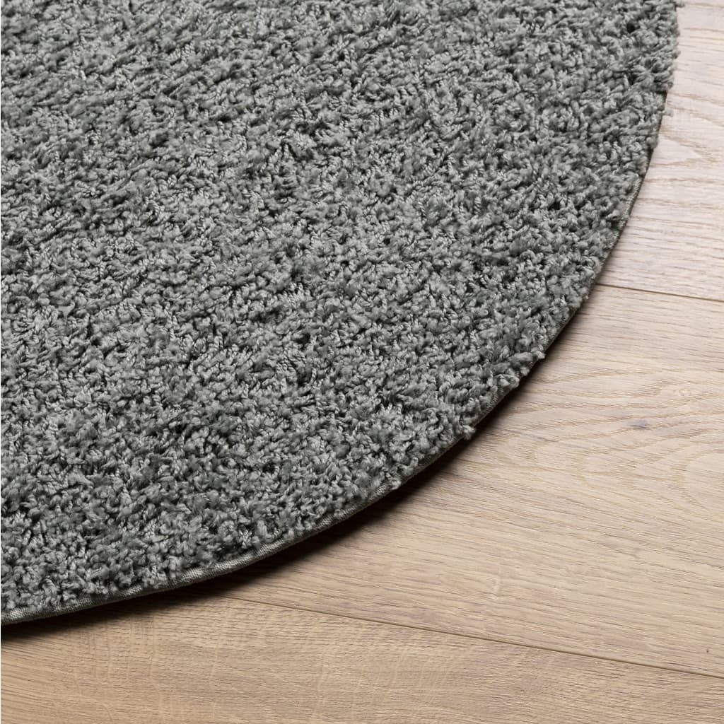 Tapis shaggy PAMPLONA poils longs moderne vert Ø 100 cm - Xios Store SNC