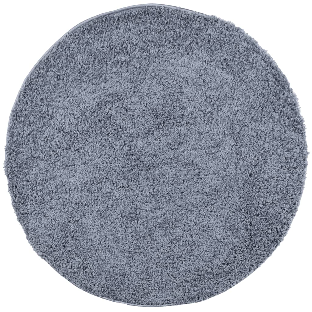 Tapis shaggy PAMPLONA poils longs moderne bleu Ø 100 cm Tapis vidaXL   