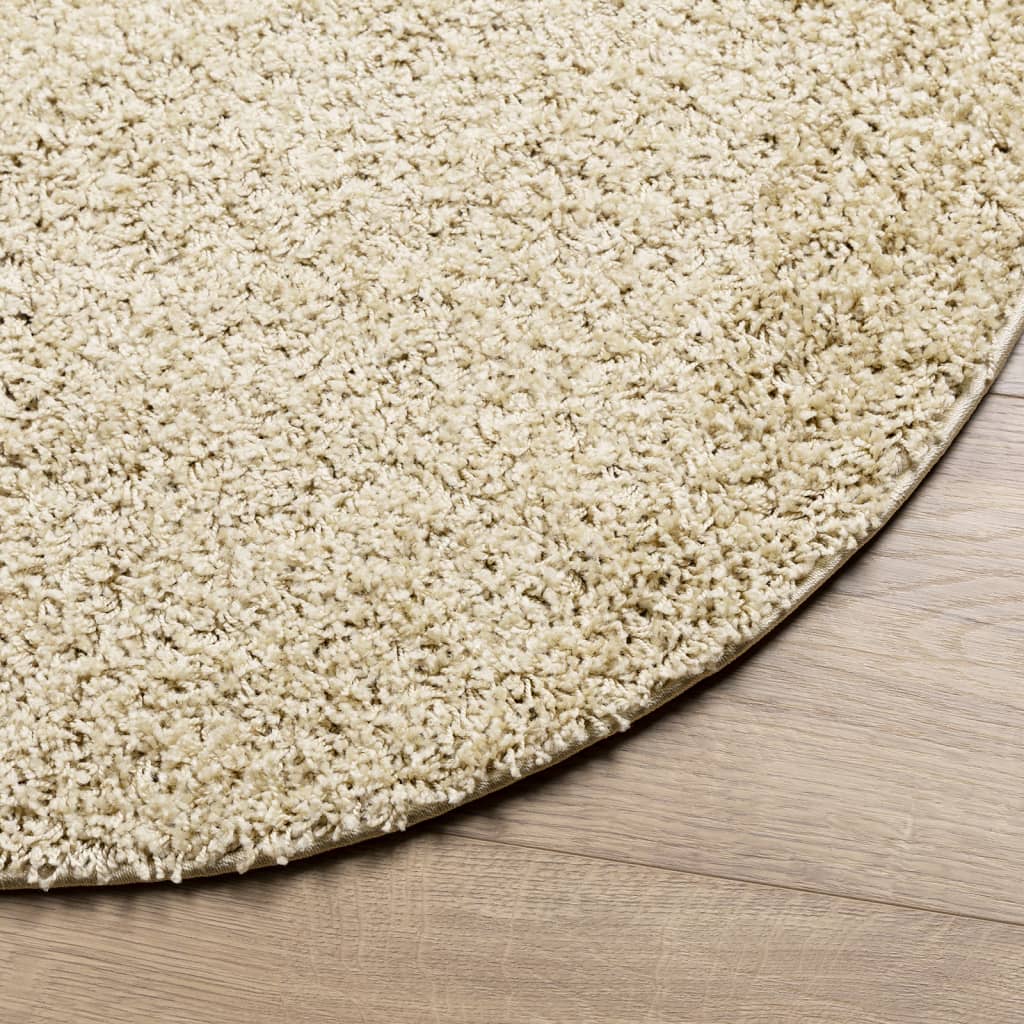 Tapis shaggy à poils longs moderne doré Ø 80 cm Tapis vidaXL   