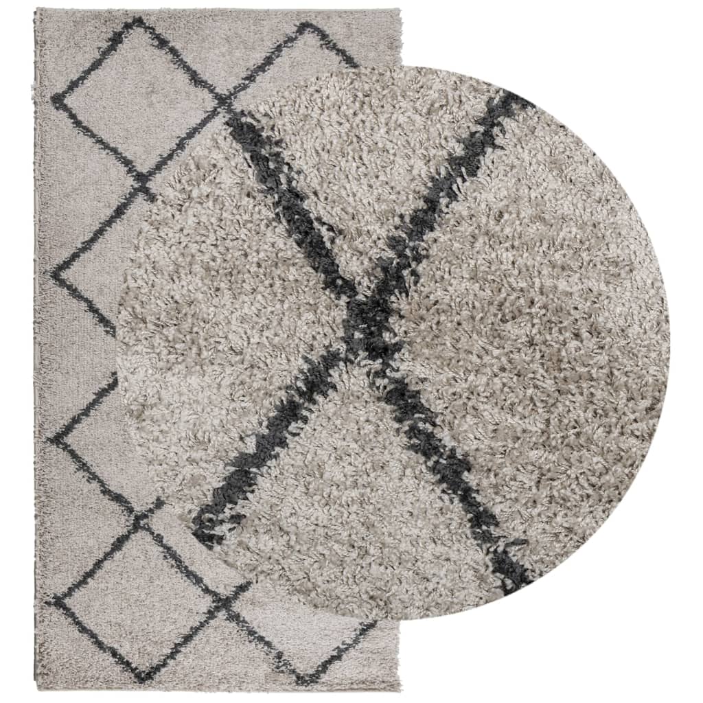 Tapis shaggy à poils longs moderne beige anthracite 80x150 cm Tapis vidaXL   