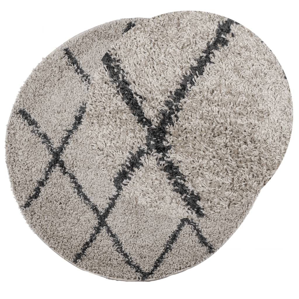 Tapis shaggy à poils longs moderne beige et anthracite Ø 100 cm Tapis vidaXL   