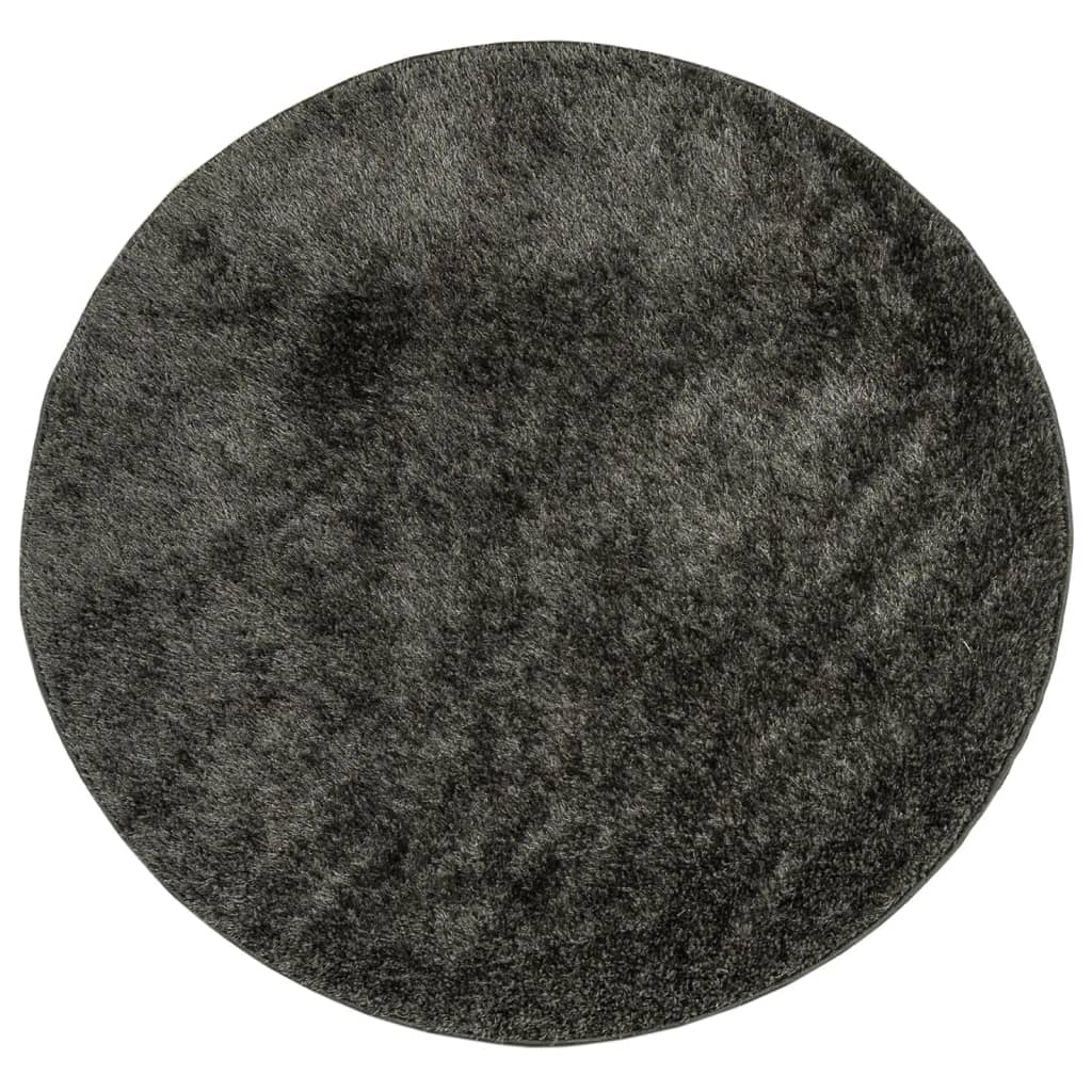 Tapis ISTAN à poils longs aspect brillant anthracite Ø 80 cm Tapis vidaXL   