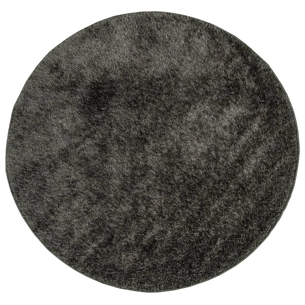 Tapis ISTAN à poils longs aspect brillant anthracite Ø 100 cm Tapis vidaXL   