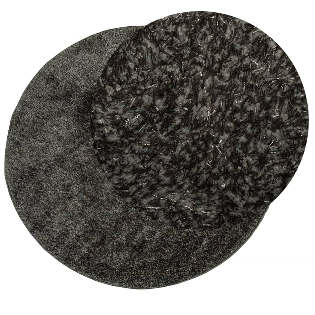 Tapis ISTAN à poils longs aspect brillant anthracite Ø 100 cm Tapis vidaXL   