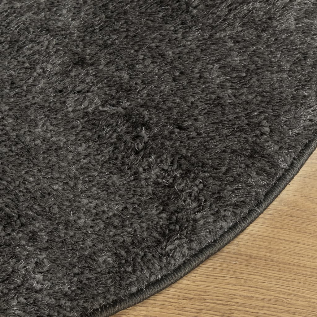 Tapis ISTAN à poils longs aspect brillant anthracite Ø 100 cm Tapis vidaXL   