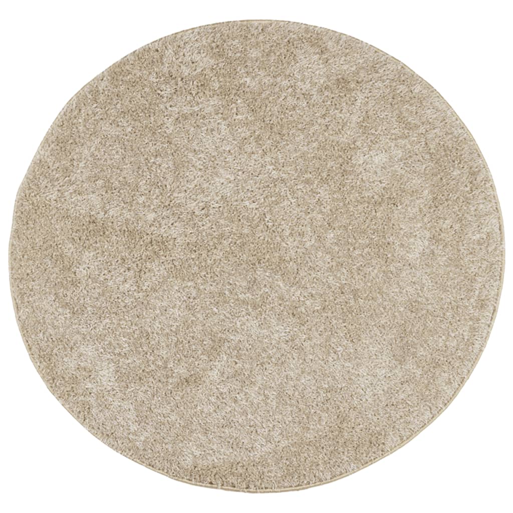 Tapis ISTAN à poils longs aspect brillant beige Ø 80 cm Tapis vidaXL   