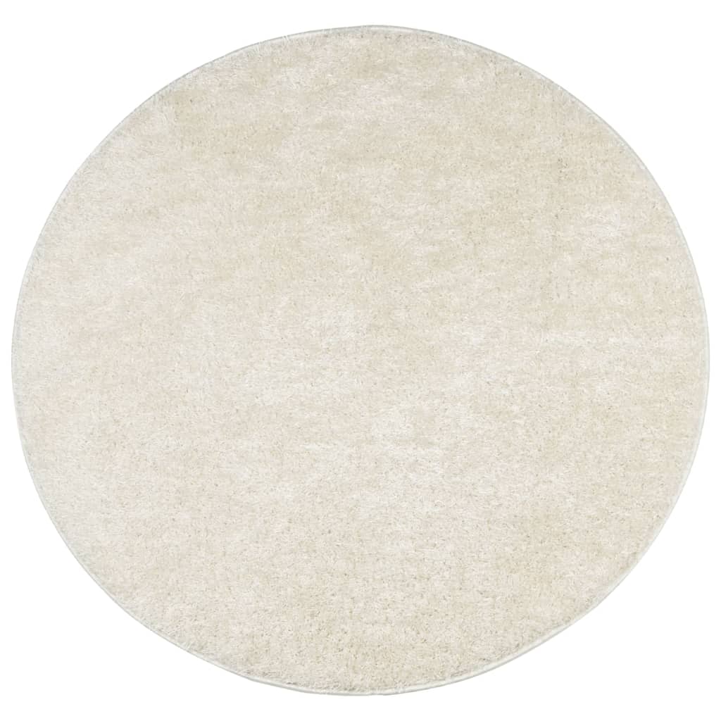 Tapis ISTAN à poils longs aspect brillant crème Ø 80 cm Tapis vidaXL   