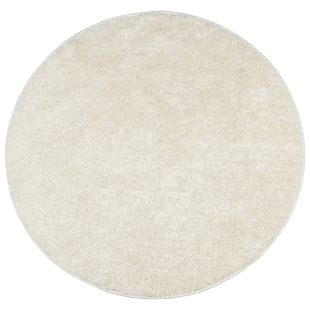 Tapis ISTAN à poils longs aspect brillant crème Ø 100 cm Tapis vidaXL   