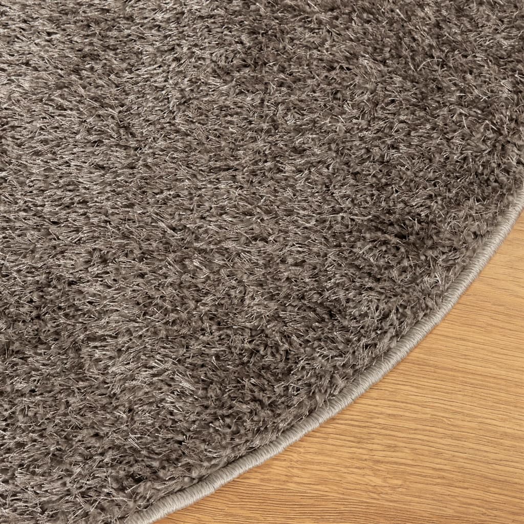 Tapis ISTAN à poils longs aspect brillant gris Ø 100 cm Tapis vidaXL   