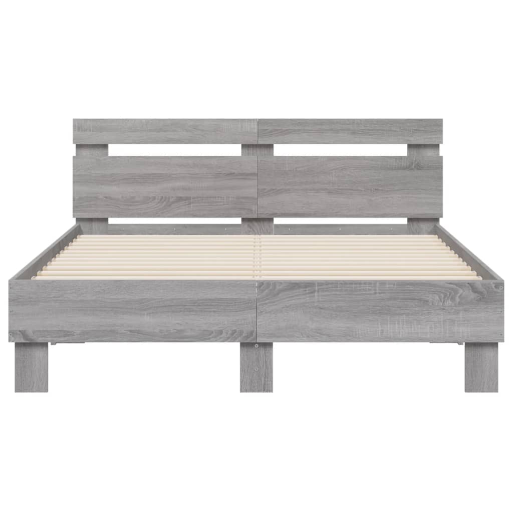 Cadre de lit avec tête de lit et LED sonoma gris 120x190 cm Lits & cadres de lit vidaXL   