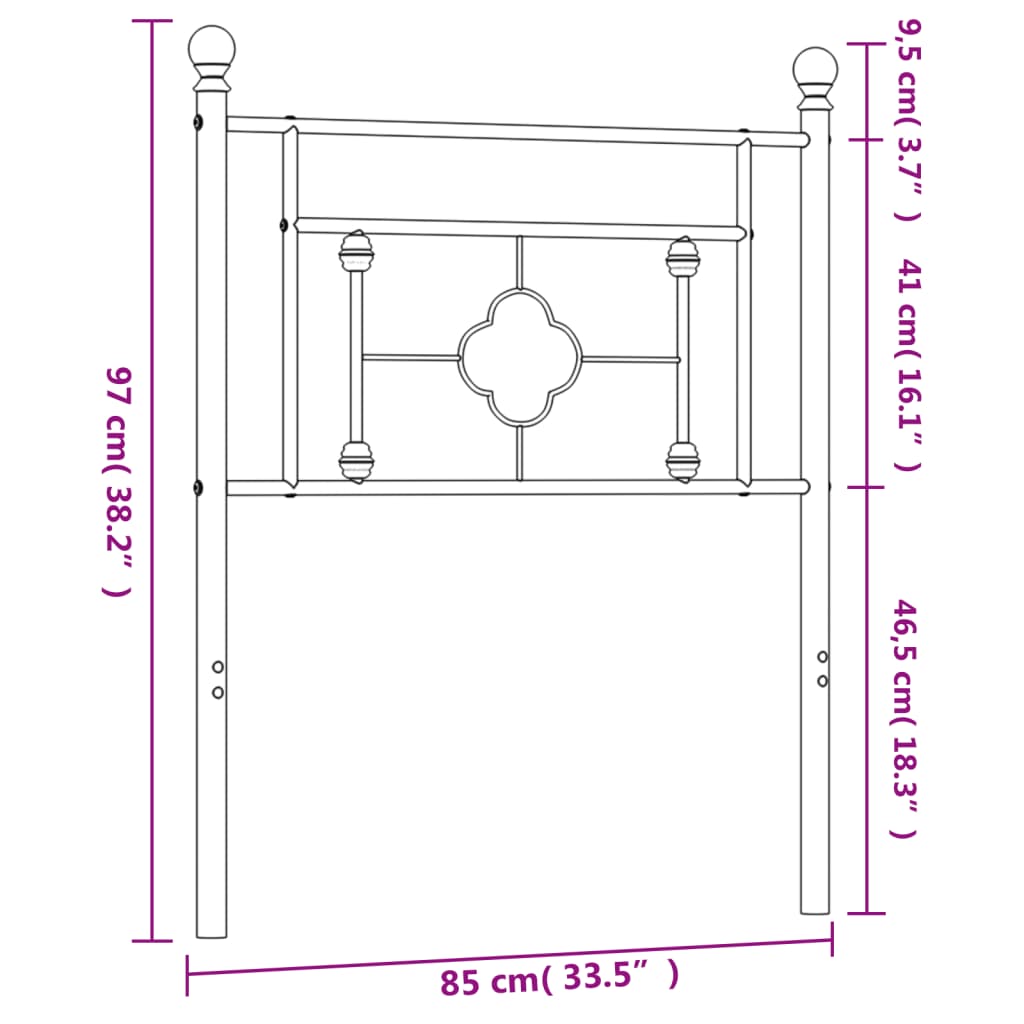 Tête de lit métal noir 80 cm Têtes et pieds de lit vidaXL   