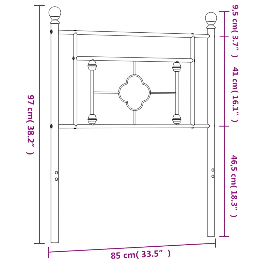 Tête de lit métal blanc 80 cm Têtes et pieds de lit vidaXL   