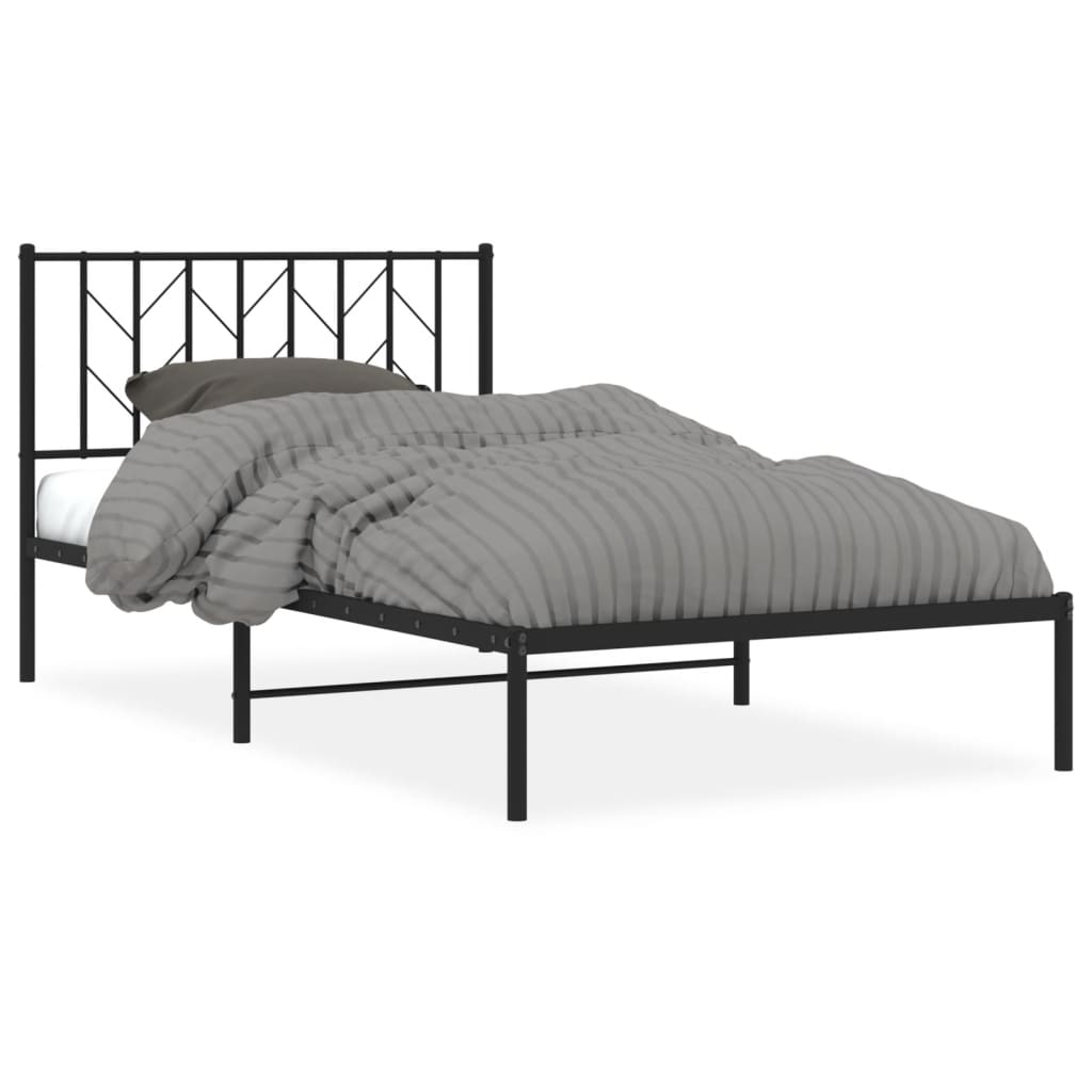 Cadre de lit métal sans matelas avec tête de lit noir 107x203cm - Xios Store SNC