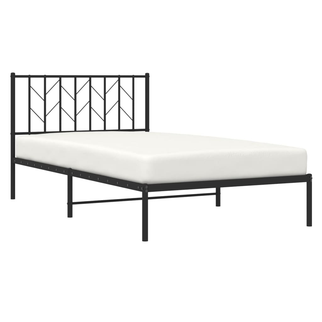 Cadre de lit métal sans matelas avec tête de lit noir 107x203cm - Xios Store SNC