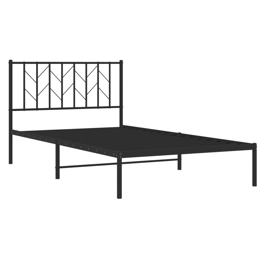 Cadre de lit métal sans matelas avec tête de lit noir 107x203cm - Xios Store SNC